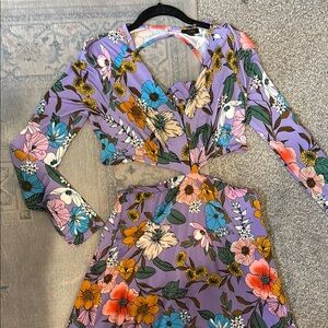 AFRM Floral Cutout Dress in Purple and Multicolor